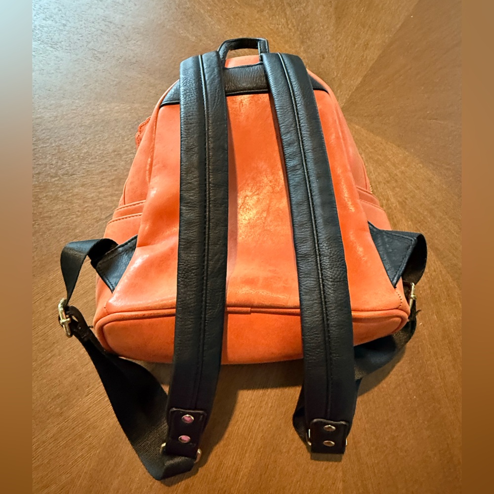 Loungefly Pumpkin Mickey Mini Backpack in Orange with Green Leaf - Picture 7 of 9